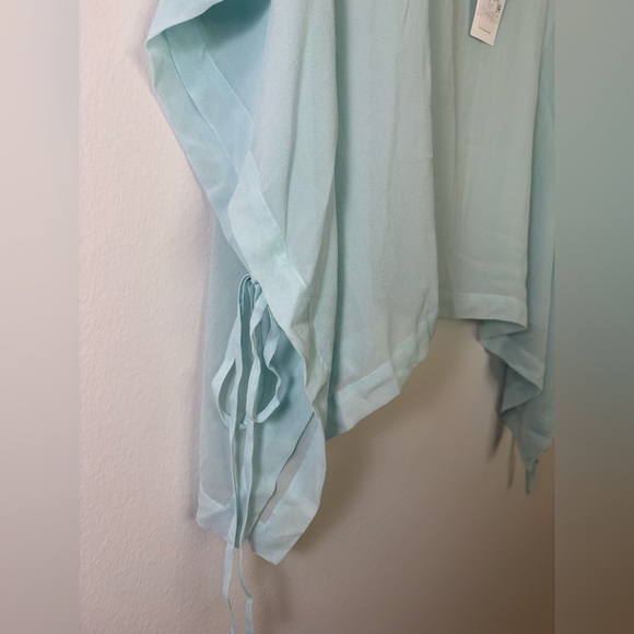 NWT Eileen Fisher Baby Blue Sheer 💯% Silk Georgette Poncho Size L Sku#164 - Picture 2 of 6